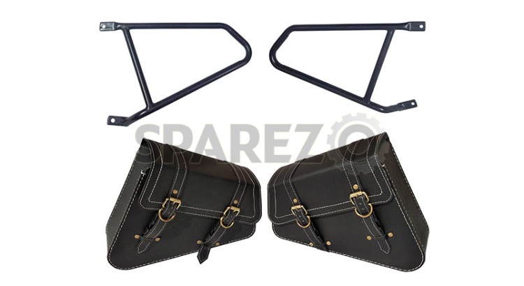 Royal Enfield Interceptor 650 Mounting Rails With Pannier Bags Pair Black - SPAREZO